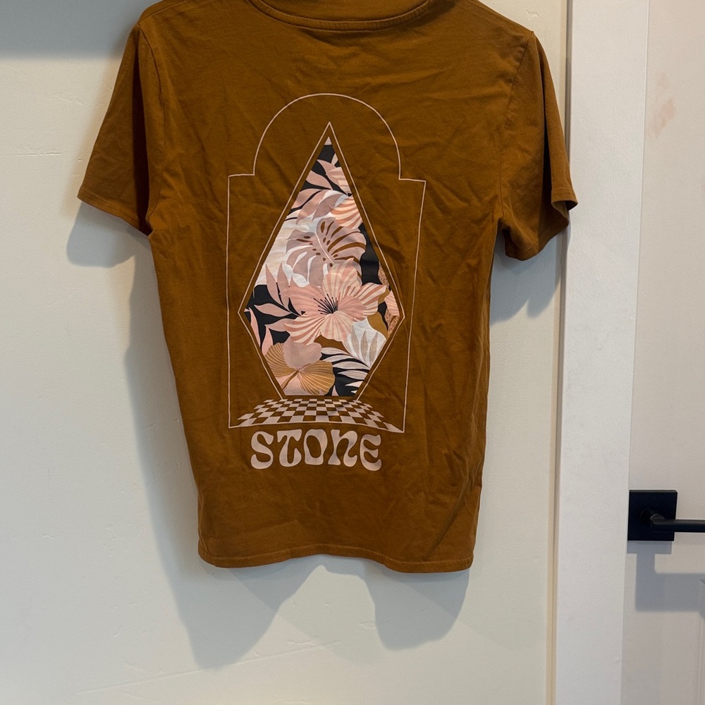 Volcom Kids Graphic Tee - Brown with Floral Design NEVER WORN!!!